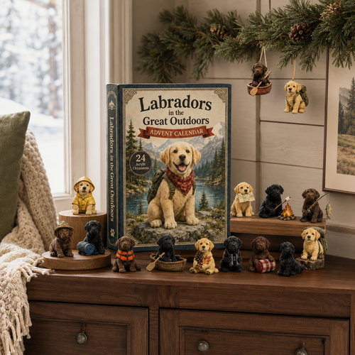 Labrador charms displayed on a shelf