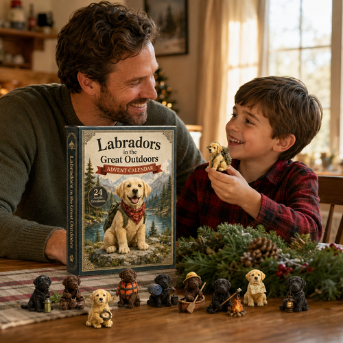 Father and son with the advent calendar