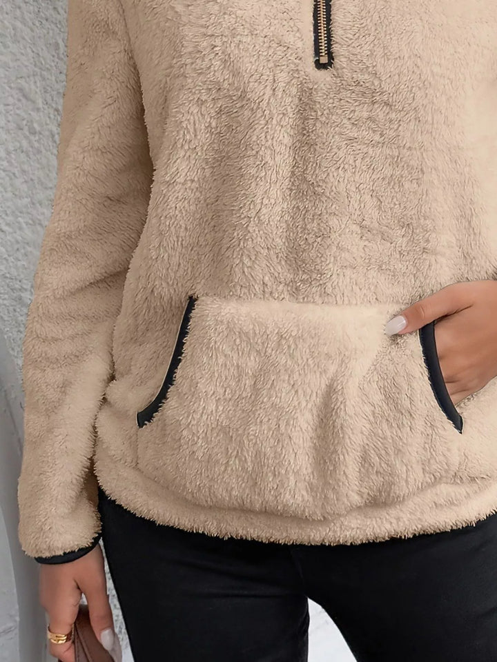 Full Size Cozy Fleece Quarter-Zip Sweatshirt