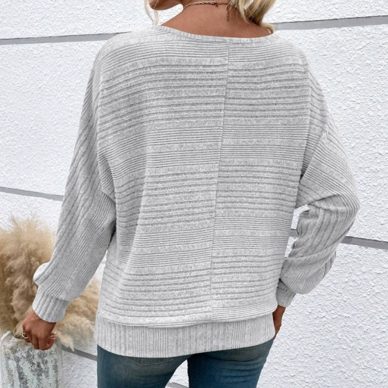Long-Sleeve Crewneck Striped Top