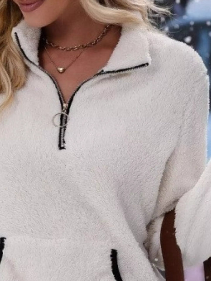 Full Size Cozy Fleece Quarter-Zip Sweatshirt