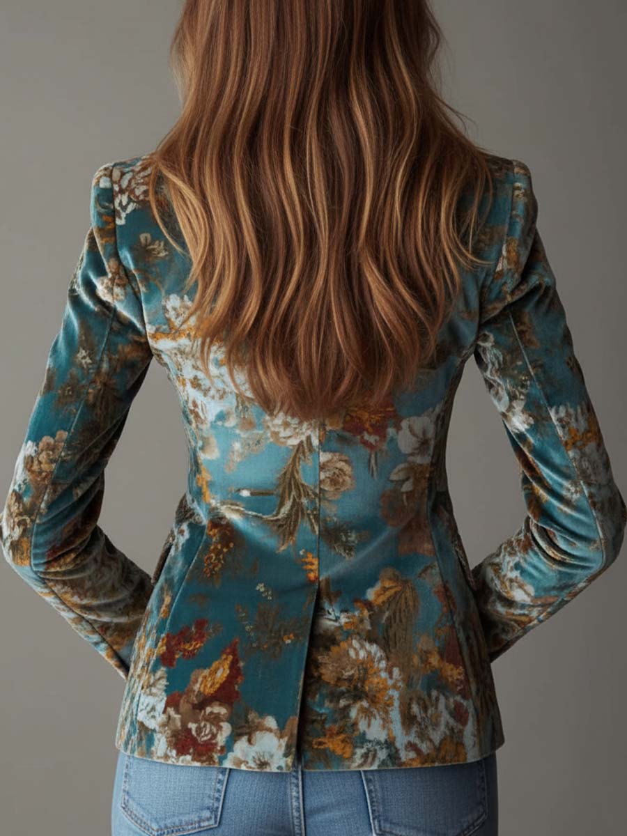 Vintage Floral Velvet Blazer