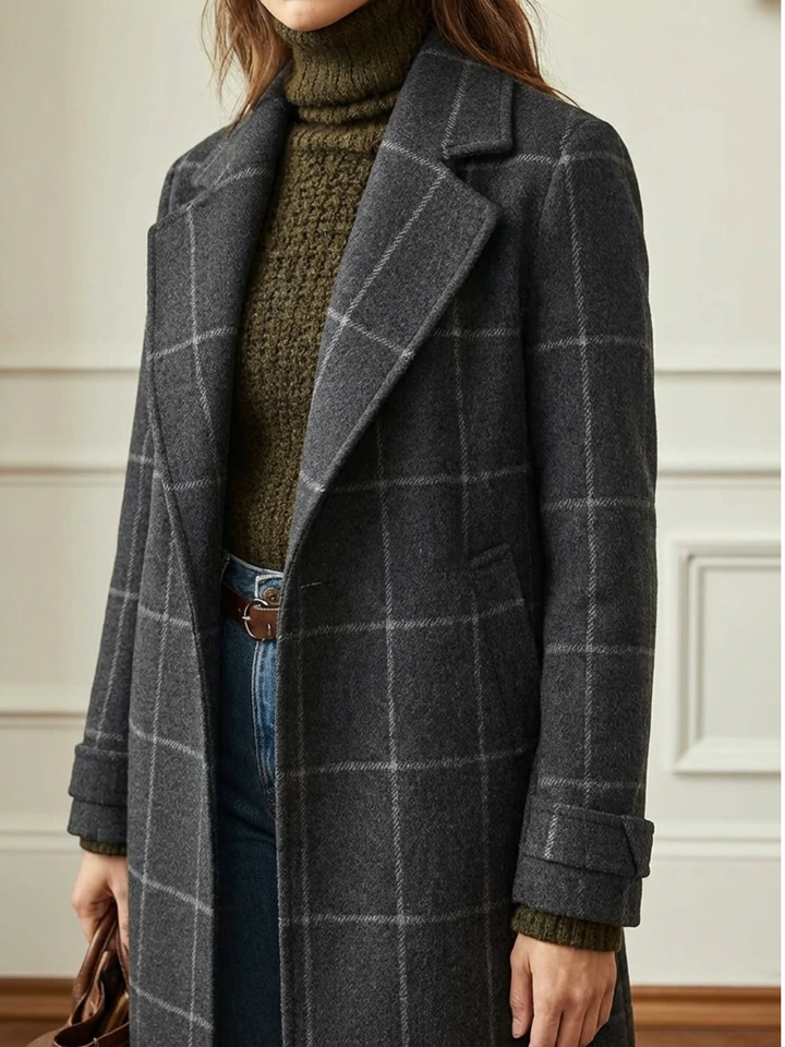 Elowen Long Plaid Wool-Blend Coat