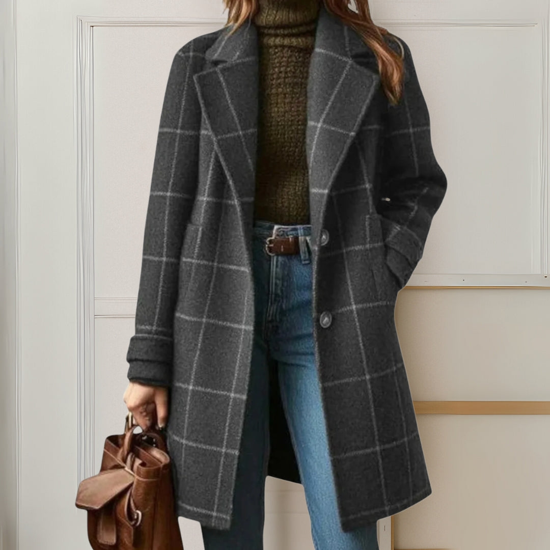 Long Plaid Tweed Coat