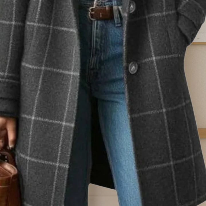 Long Plaid Tweed Coat