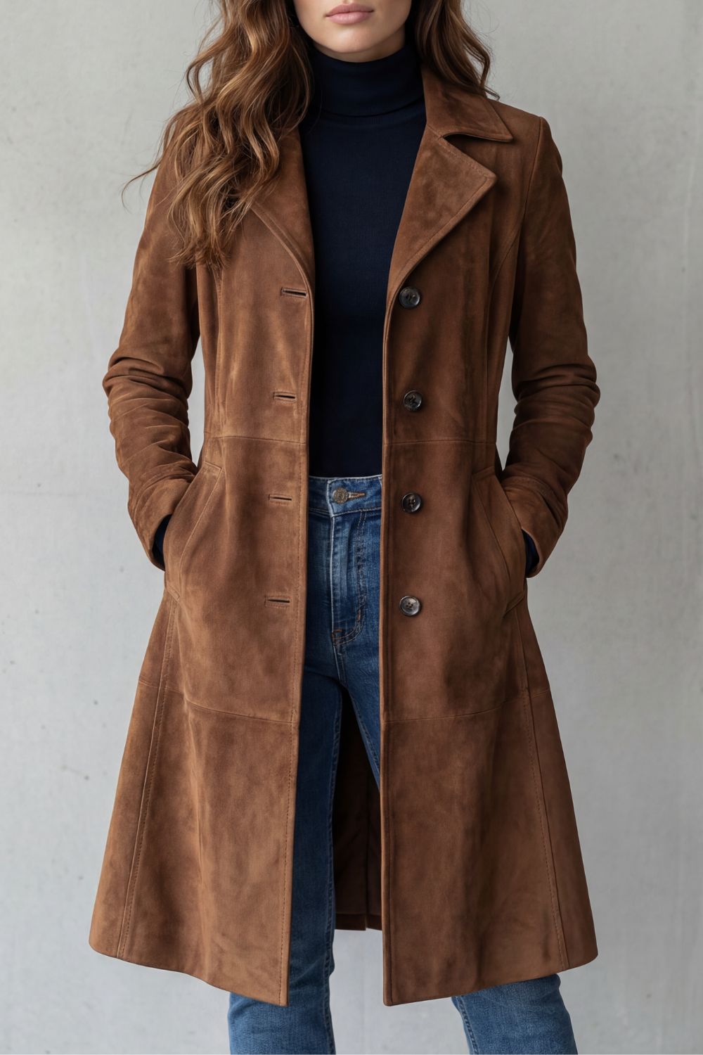Brigitte Vintage Mocha-Finish Long Coat