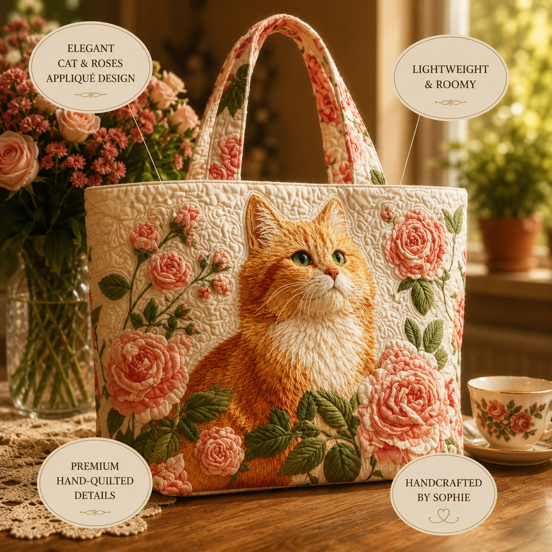 Artisan Bag - Orange Cat with Roses