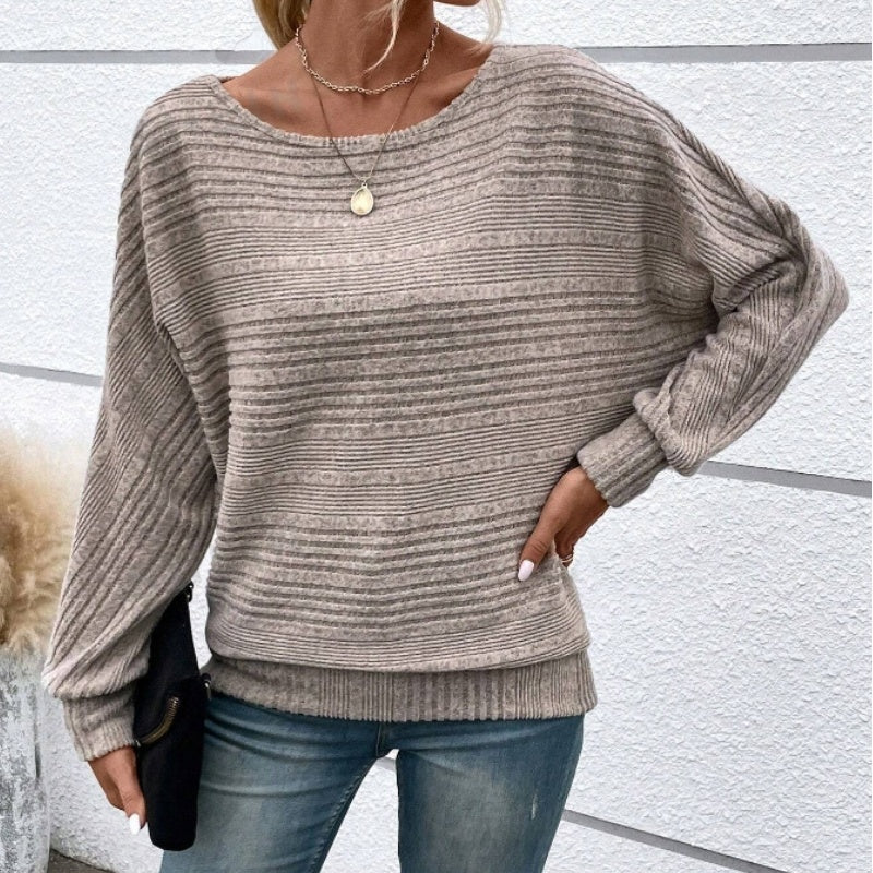 Long-Sleeve Crewneck Striped Top