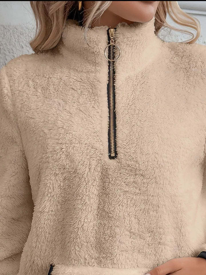 Full Size Cozy Fleece Quarter-Zip Sweatshirt