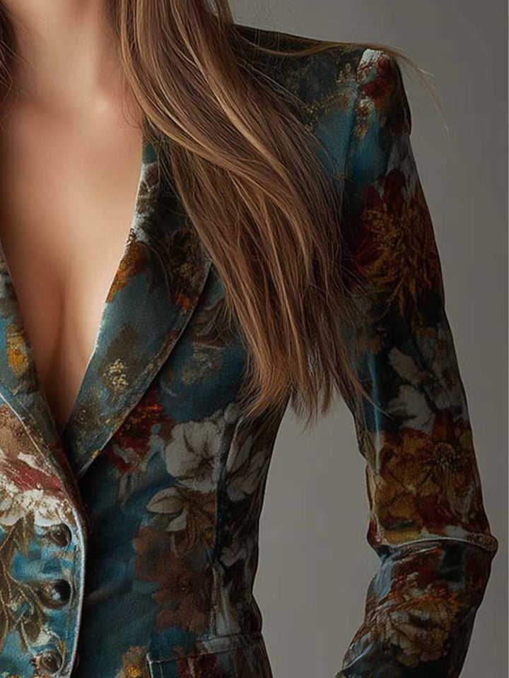 Vintage Floral Velvet Blazer