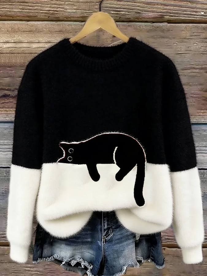 Carine Elegant Oversized Cat Sweater