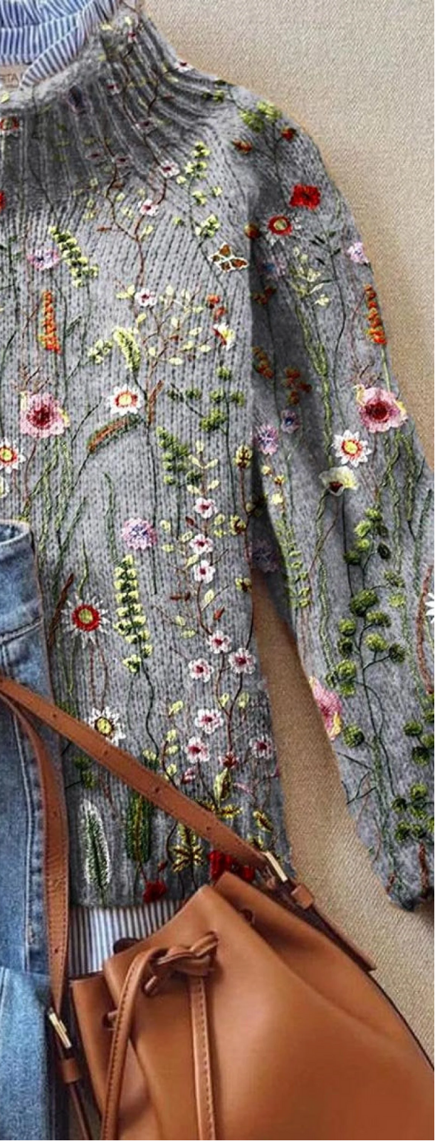 Vintage Floral Knit Sweater