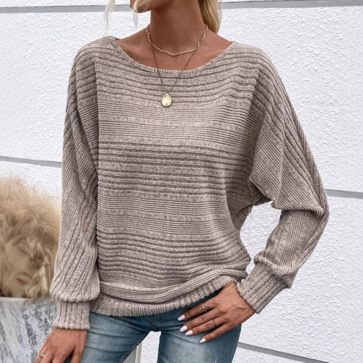 Long-Sleeve Crewneck Striped Top