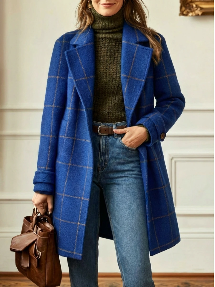 Elowen Plaid Wool-Blend Long Coat