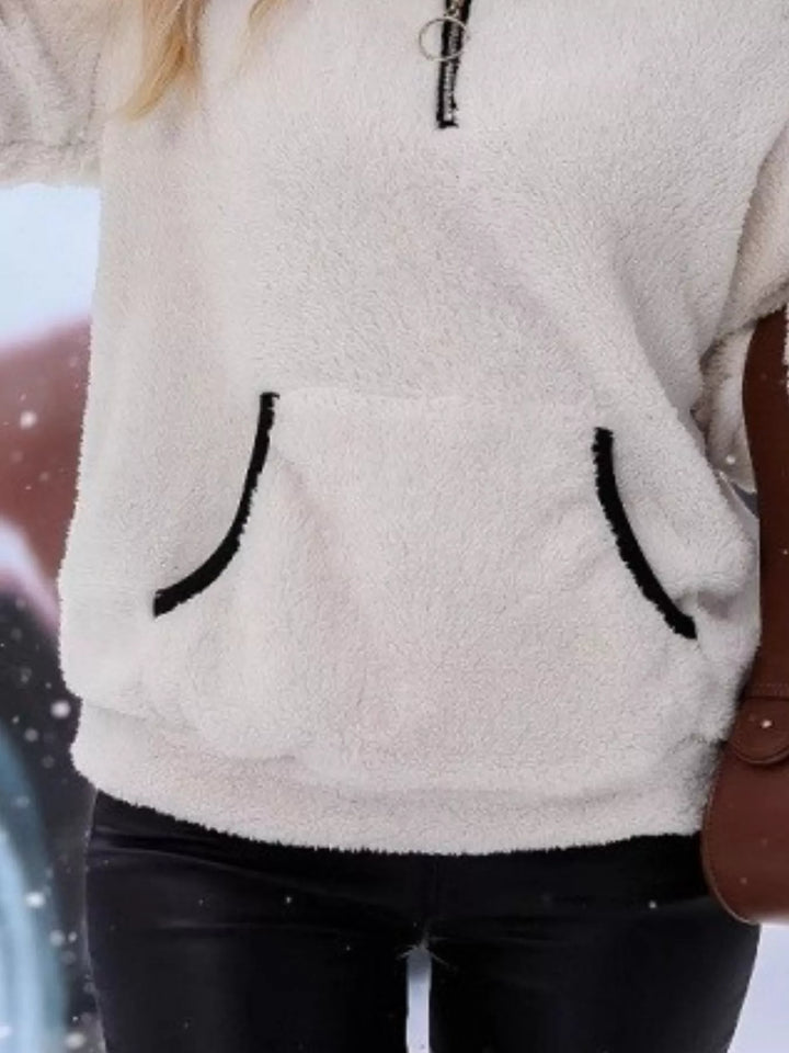 Full Size Cozy Fleece Quarter-Zip Sweatshirt