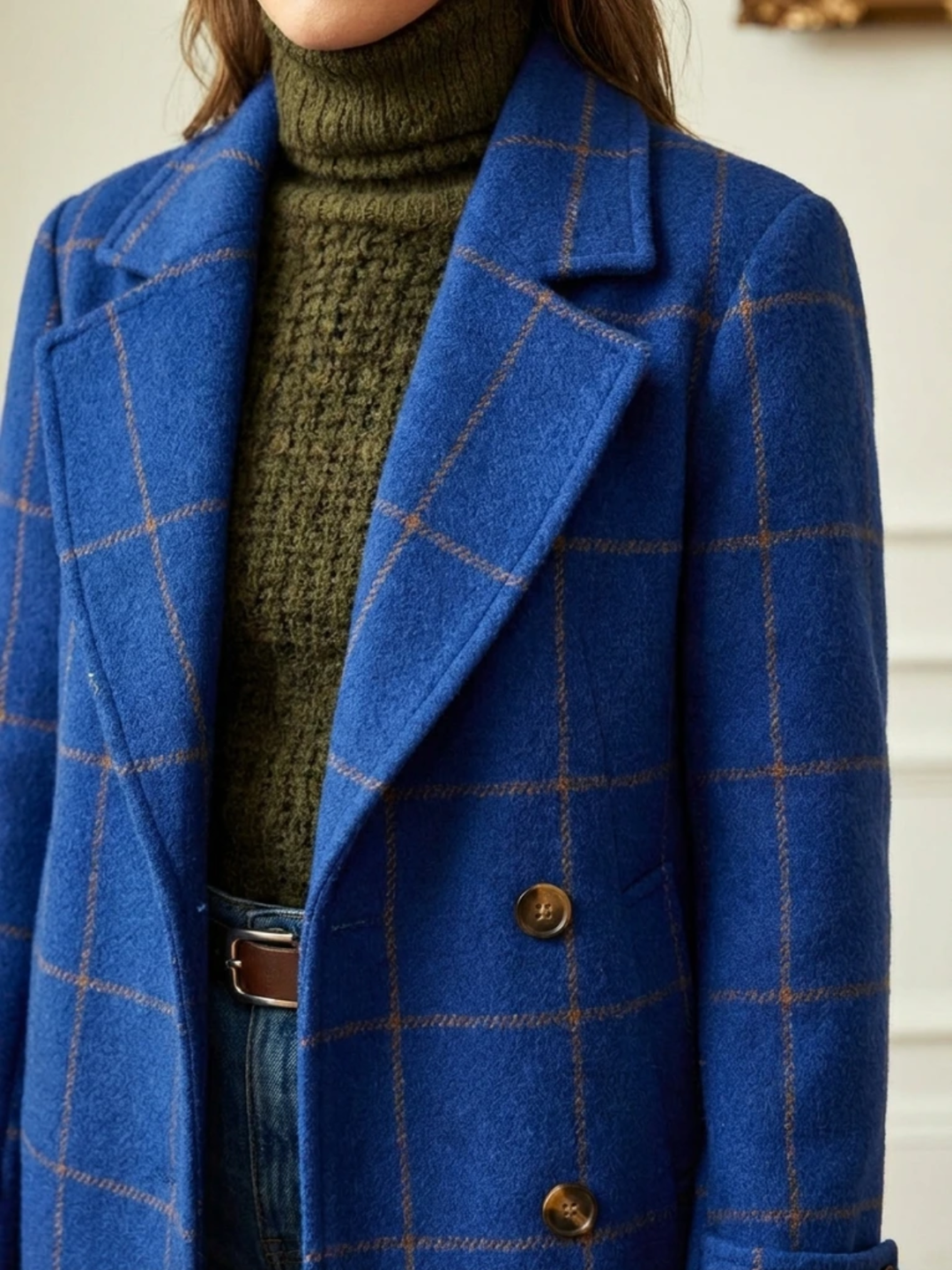 Elowen Plaid Wool-Blend Long Coat