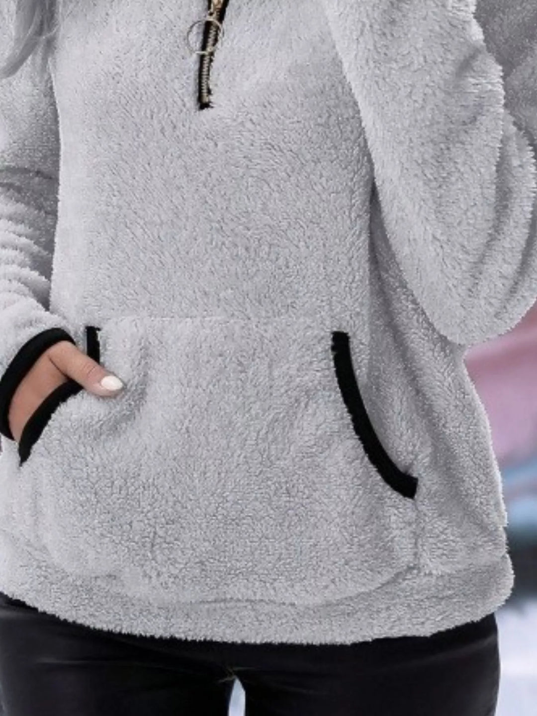 Full Size Cozy Fleece Quarter-Zip Sweatshirt