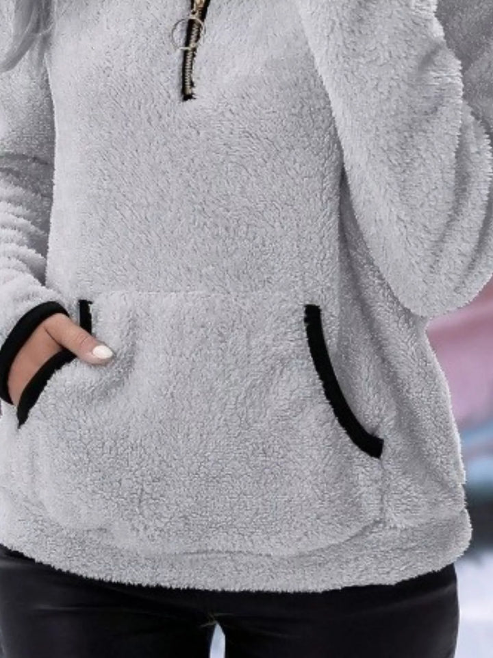 Full Size Cozy Fleece Quarter-Zip Sweatshirt