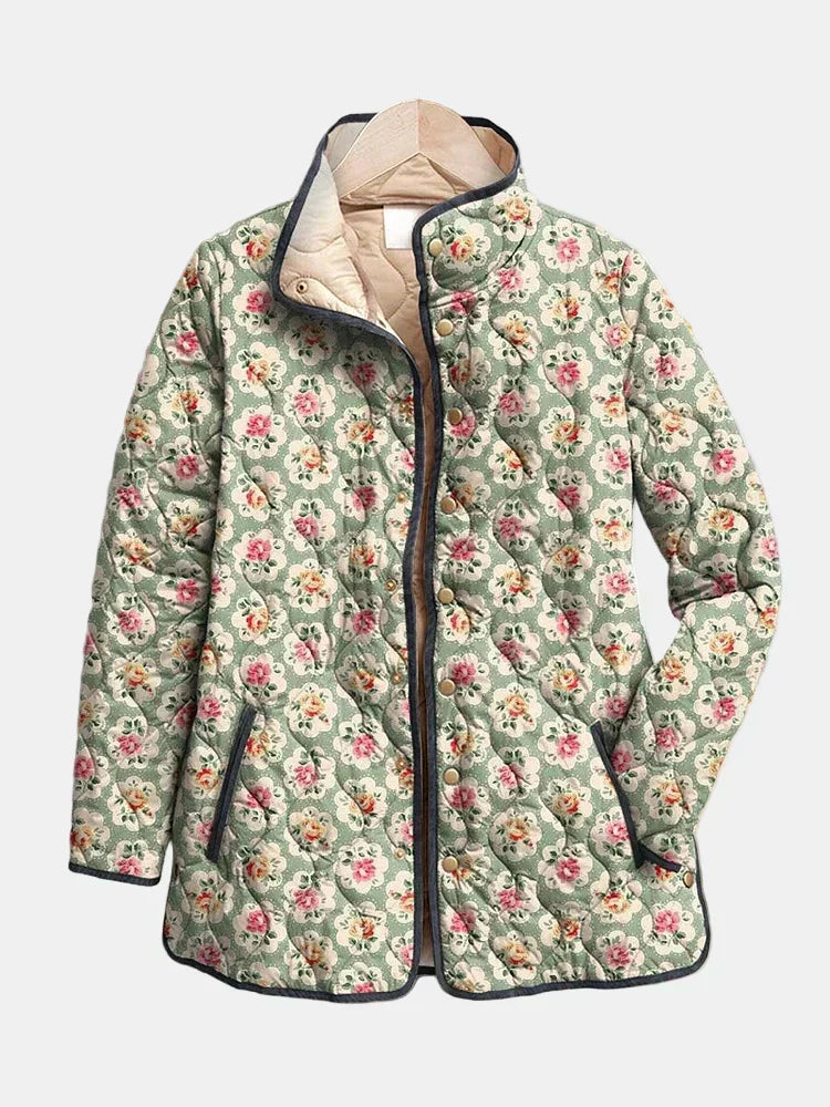 Vintage Floral Print Quilted Jacket