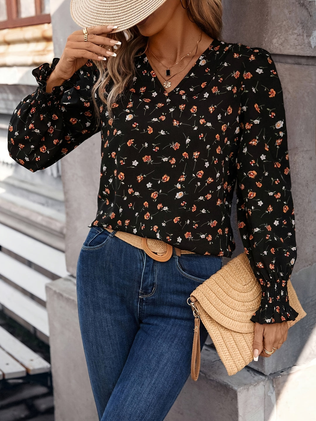 Floral V-Neck Blouse
