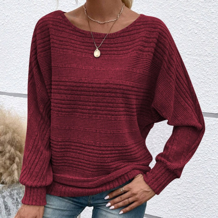 Long-Sleeve Crewneck Striped Top