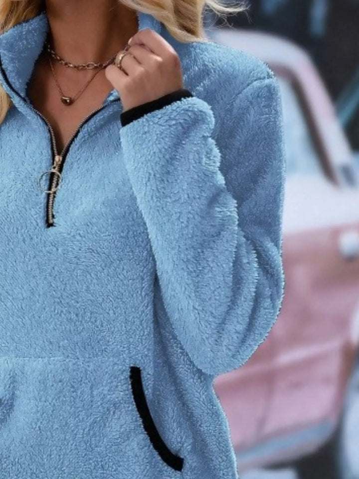 Full Size Cozy Fleece Quarter-Zip Sweatshirt