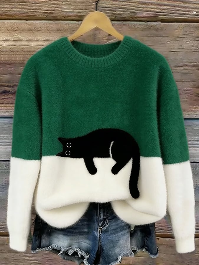 Carine Elegant Oversized Cat Sweater