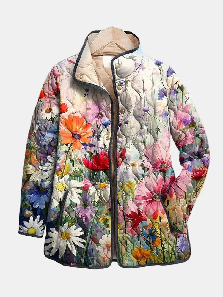 Vintage Floral Print Quilted Jacket