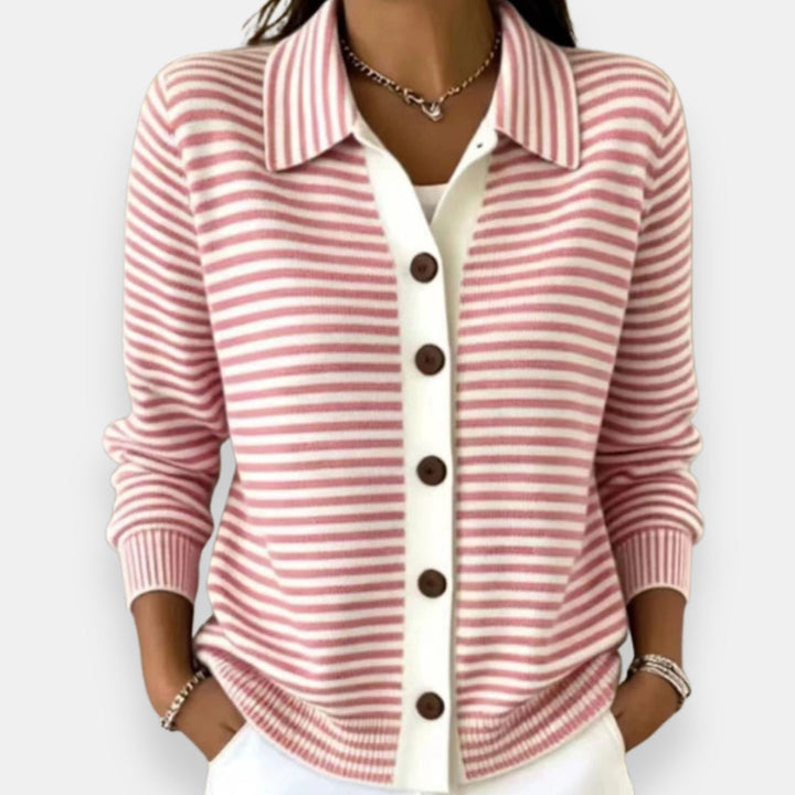 Nola Striped Button-Front Cardigan