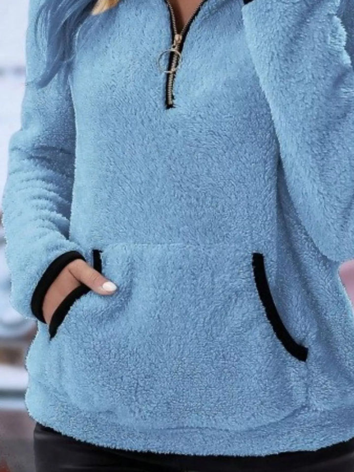 Full Size Cozy Fleece Quarter-Zip Sweatshirt