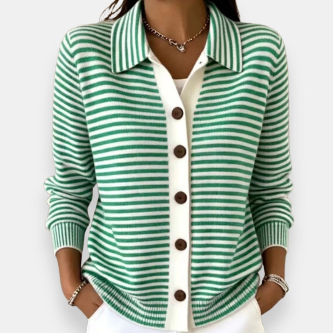 Nola Striped Button-Front Cardigan