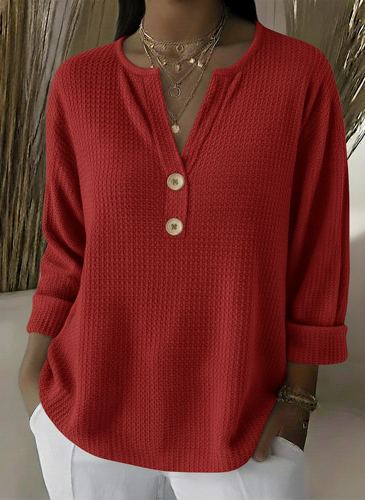 Lucinda Button-Front Henley Top