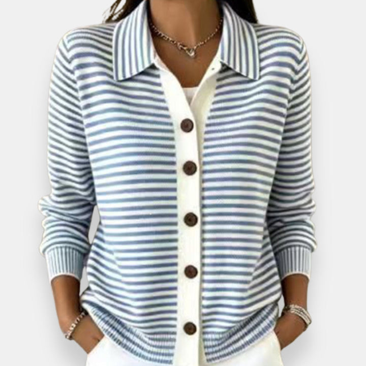 Nola Striped Button-Front Cardigan