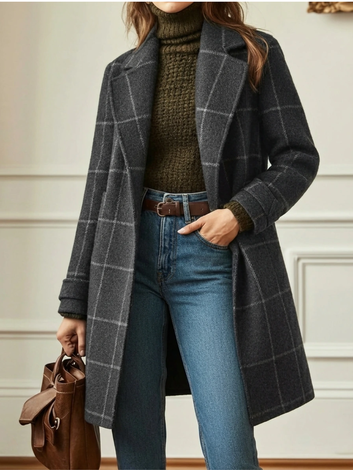 Elowen Plaid Wool-Blend Long Coat