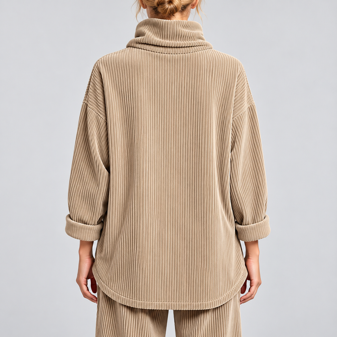 One-Button Corduroy Wrap Top