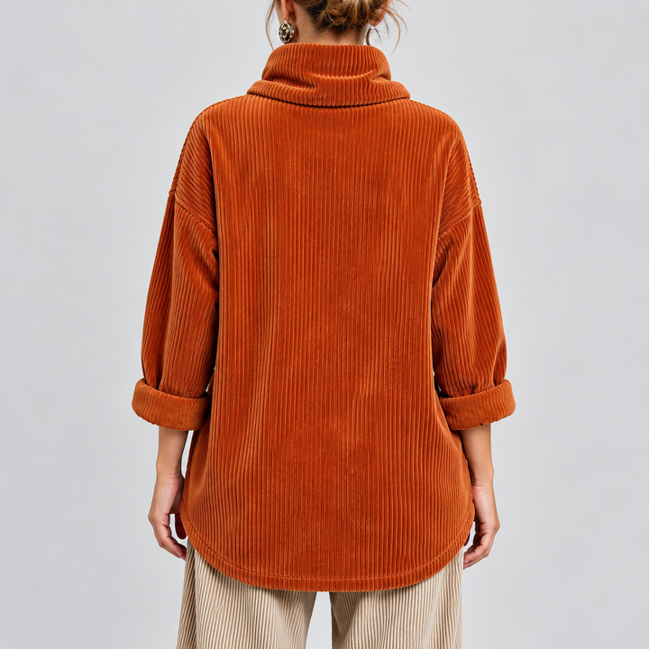 One-Button Corduroy Wrap Top