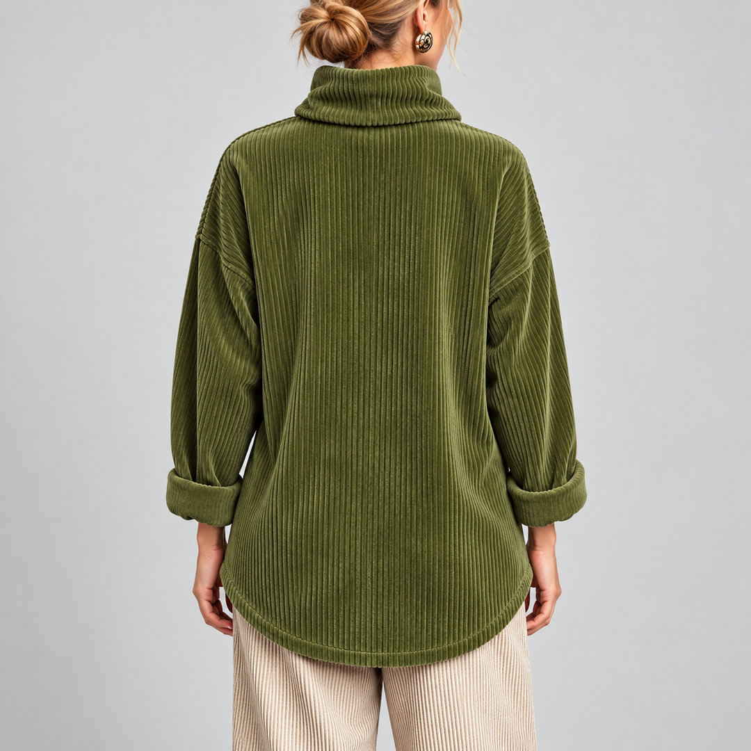 One-Button Corduroy Wrap Top