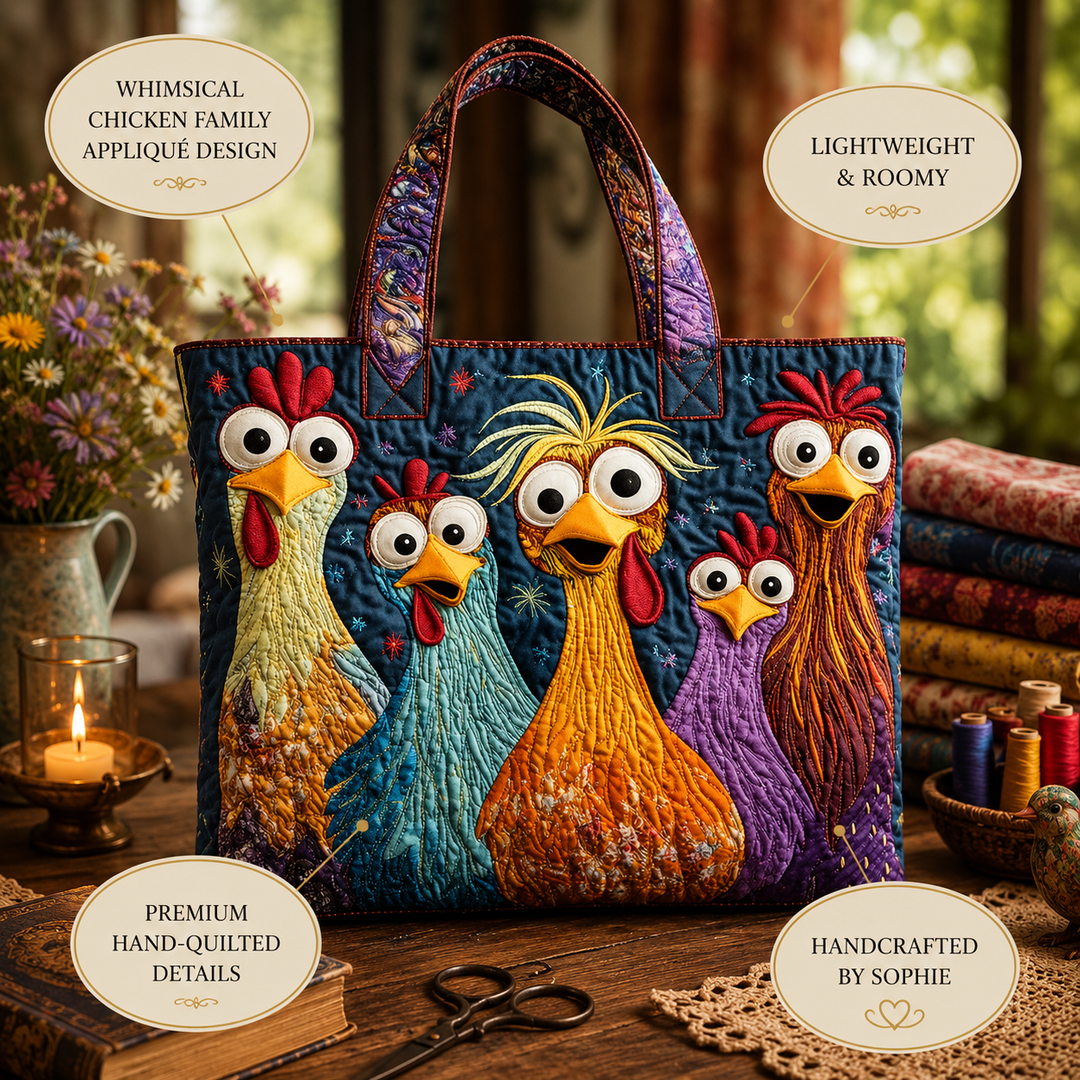 Artisan Bag - Five Colourful Chickens