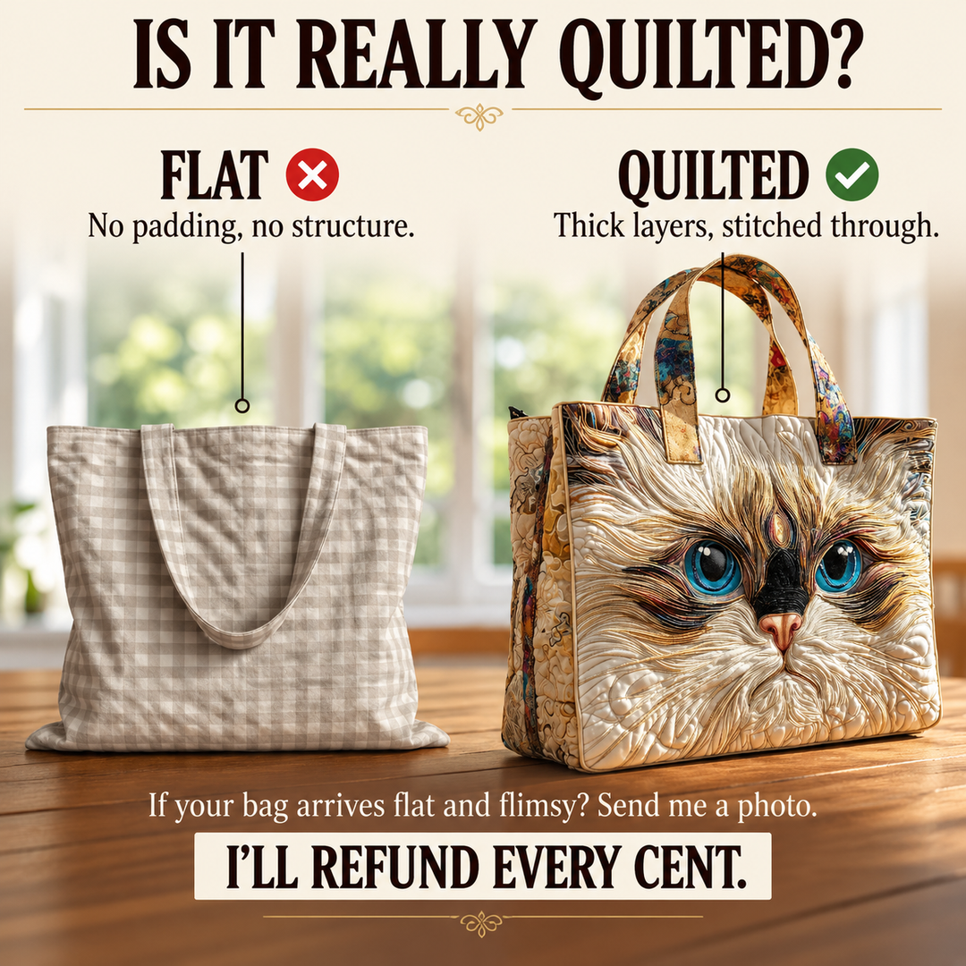 Artisanal Bag - White Cat with Blue Eyes