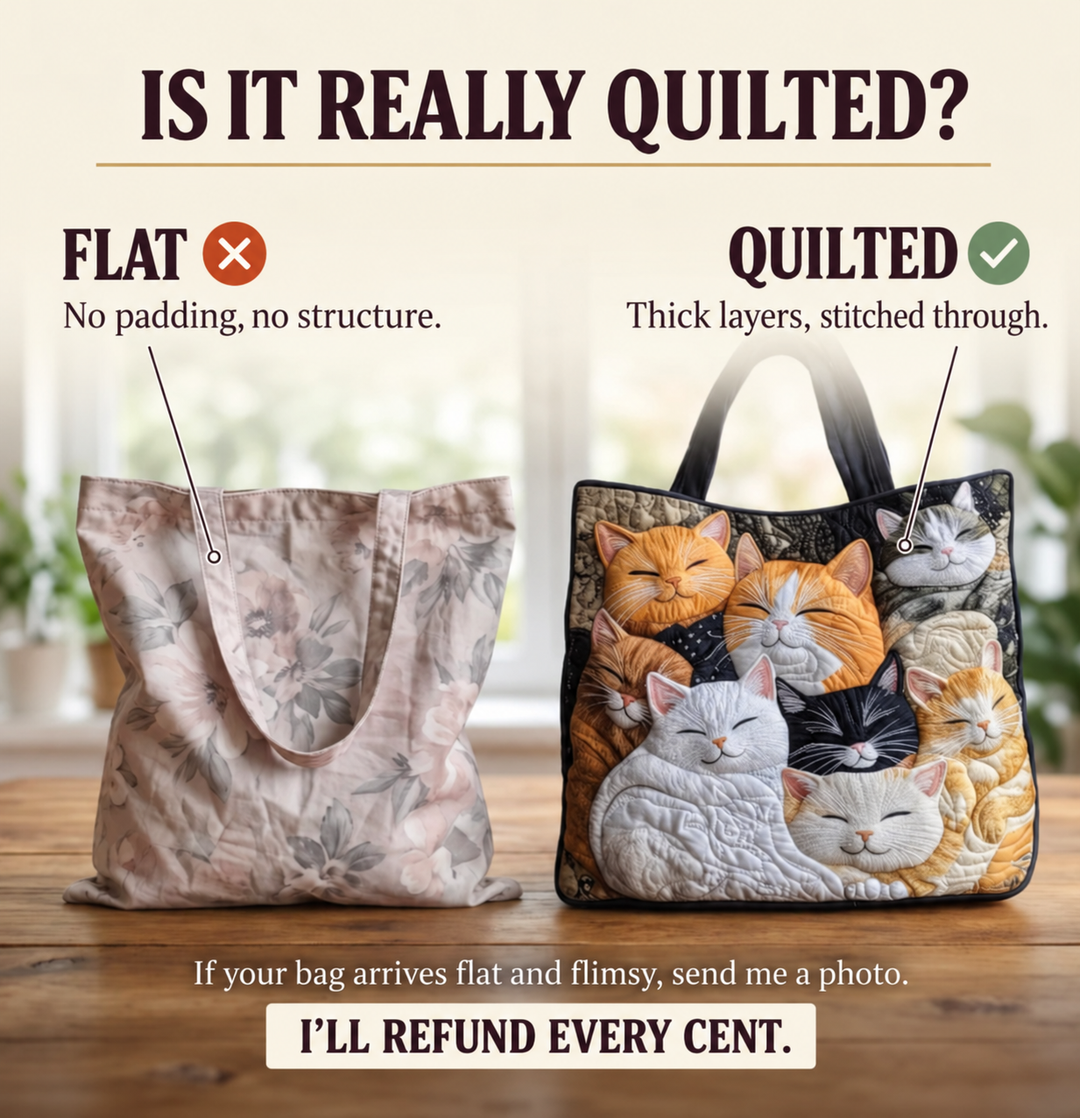 Artisanal Quilted Bag - Sleeping Kittens