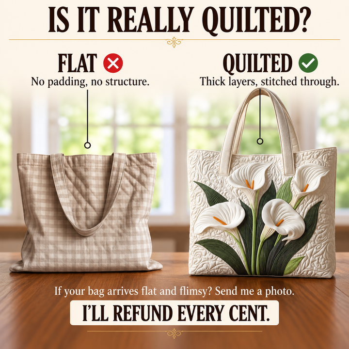 Quilted Artisan Bag - White Lilies