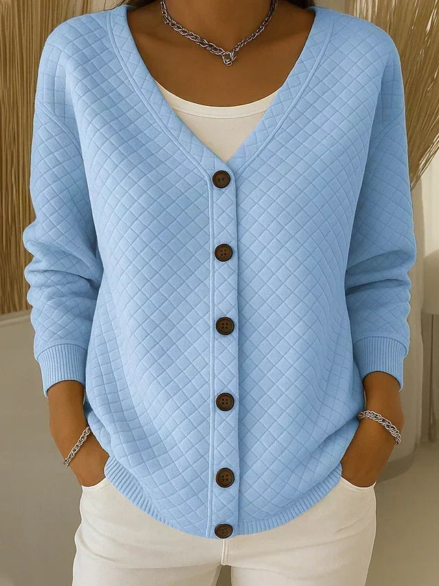Quilted Button-Front Cardigan