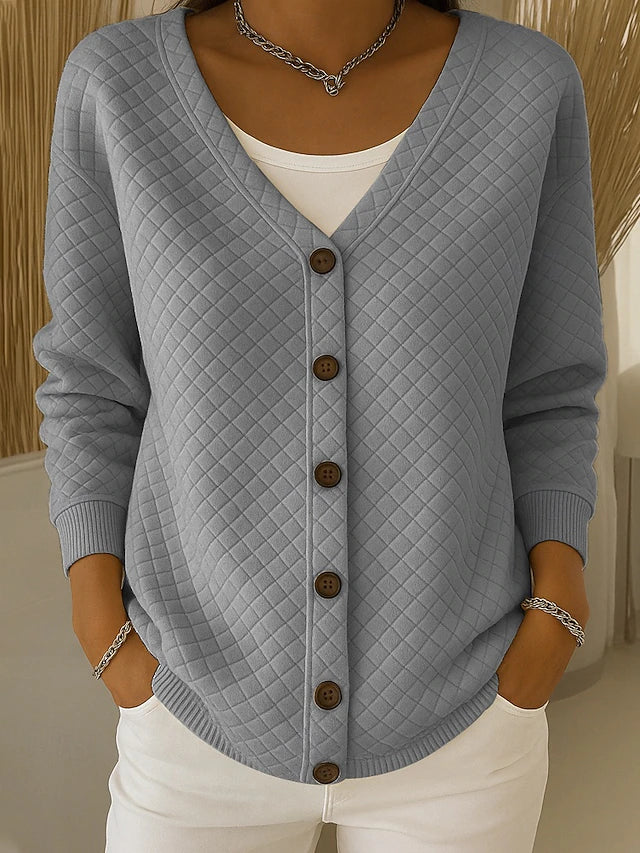 Quilted Button-Front Cardigan