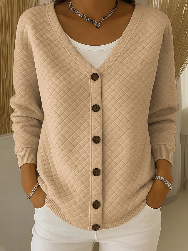 Quilted Button-Front Cardigan