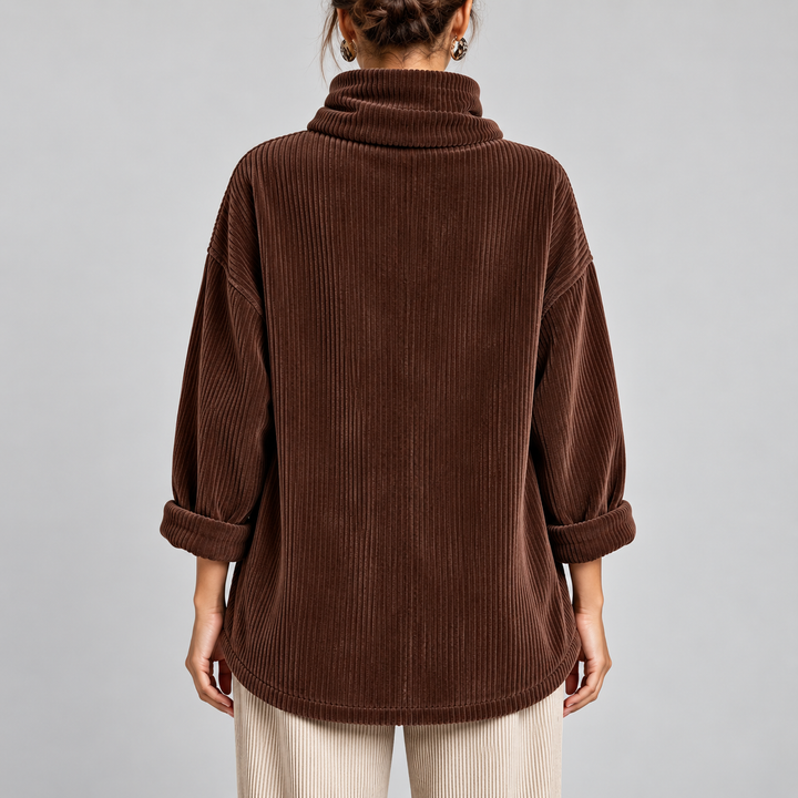 One-Button Corduroy Wrap Top