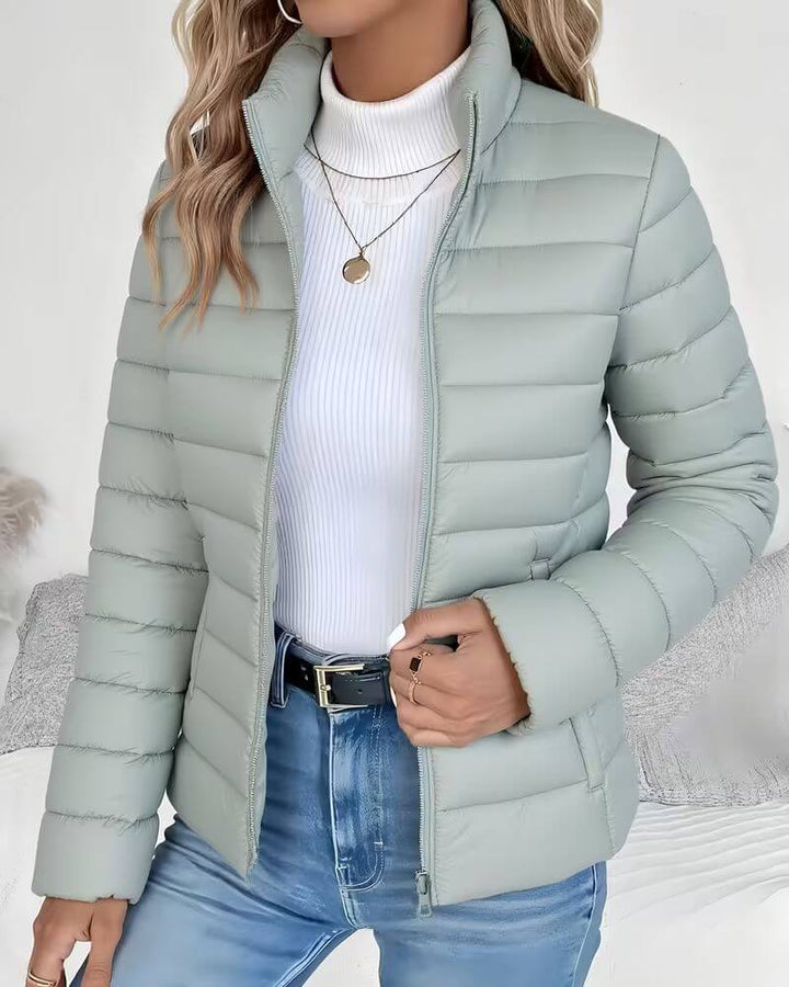 Stand-Collar Quilted Jacket