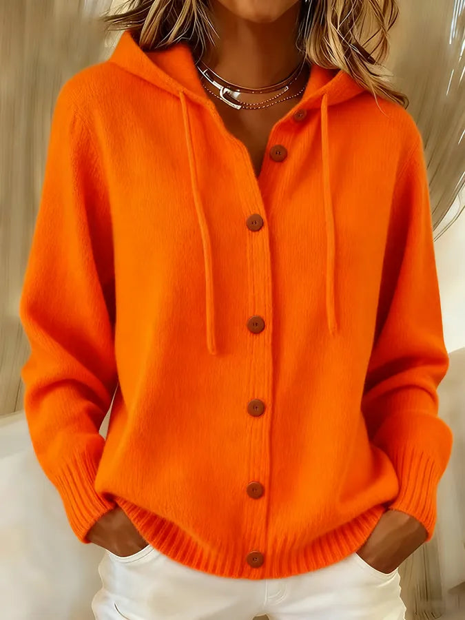 Cozy Button-Front Hooded Cardigan