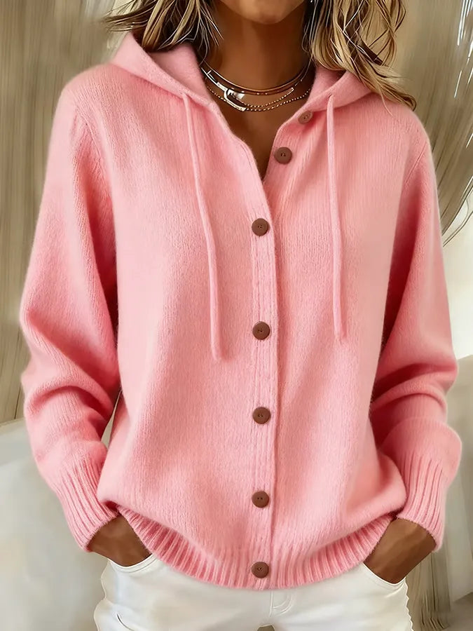 Cozy Button-Front Hooded Cardigan