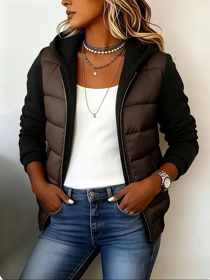 Quilted Colorblock Hooded Jacket