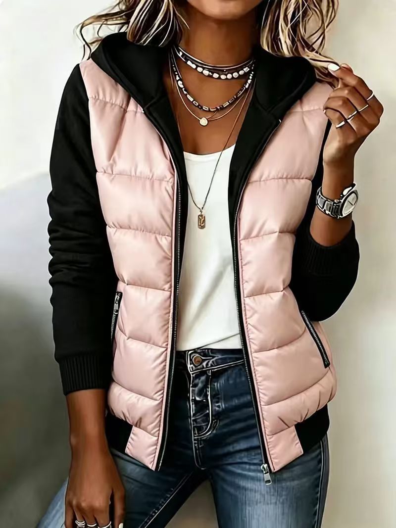 Quilted Colorblock Hooded Jacket